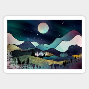 Starry night in the mountains Sticker